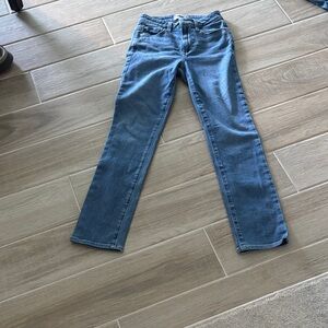 PAIGE Women's Straight Leg Blue Jeans